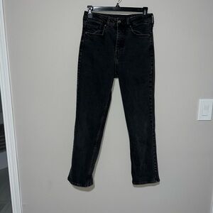 &Denim black jeans Black straight high waisted ankle length US 6